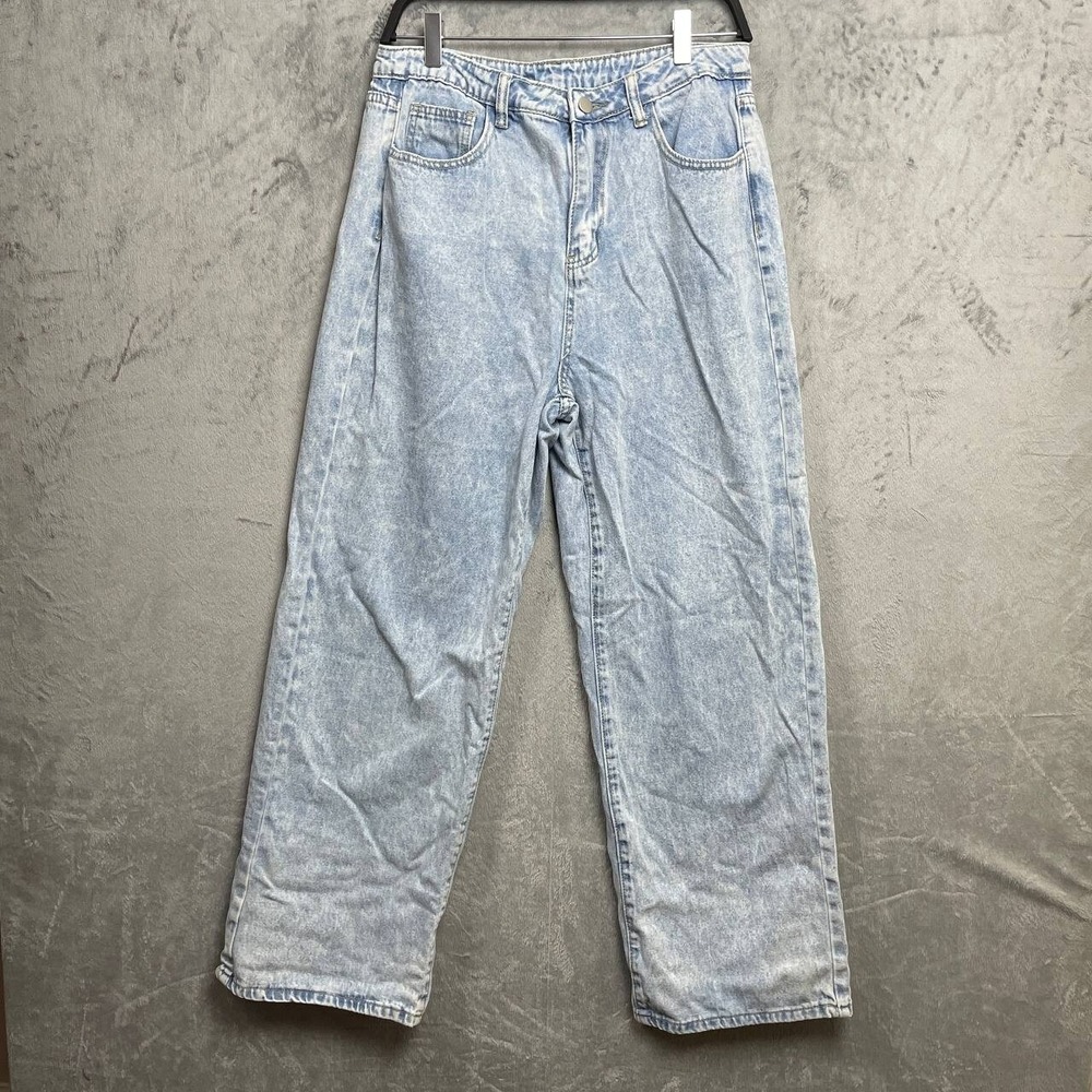 Y2K Light Wash Wide‎ Leg Baggy Jeans XXL Blue Denim High Rise Skater Streetwear